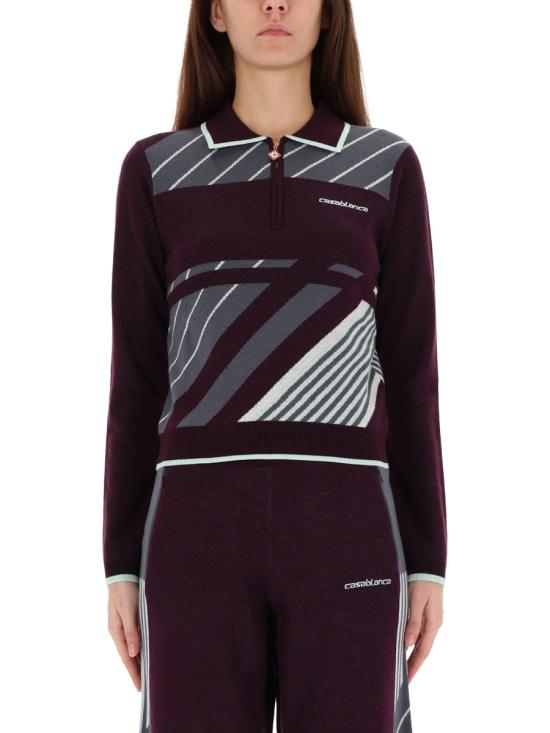 25FW 카사블랑카 폴로 티셔츠 W AW25 KW 1085 01AUBERGINE PURPLE - CASABLANCA