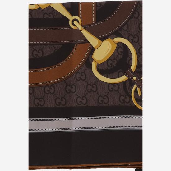 26FW 구찌 GG 실크 자카드 스카프 A007EA BROWN - GUCCI