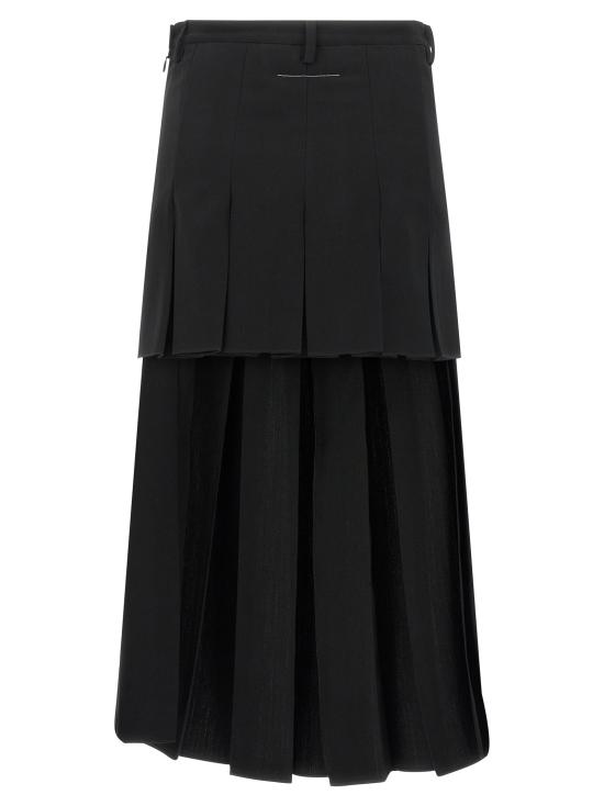 26FW MM6 메종마르지엘라 미디 스커트 겹쳐진 주름  블랙 - MM6 MAISON MARGIELA