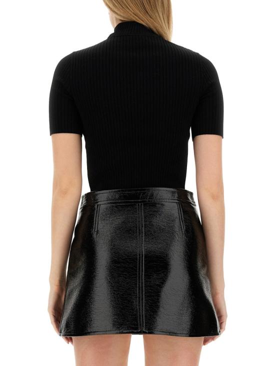25FW 쿠레쥬 리에디션 니트 탑 숏슬리브 PERMPU026FI0001 9999 BLACK - COURREGES