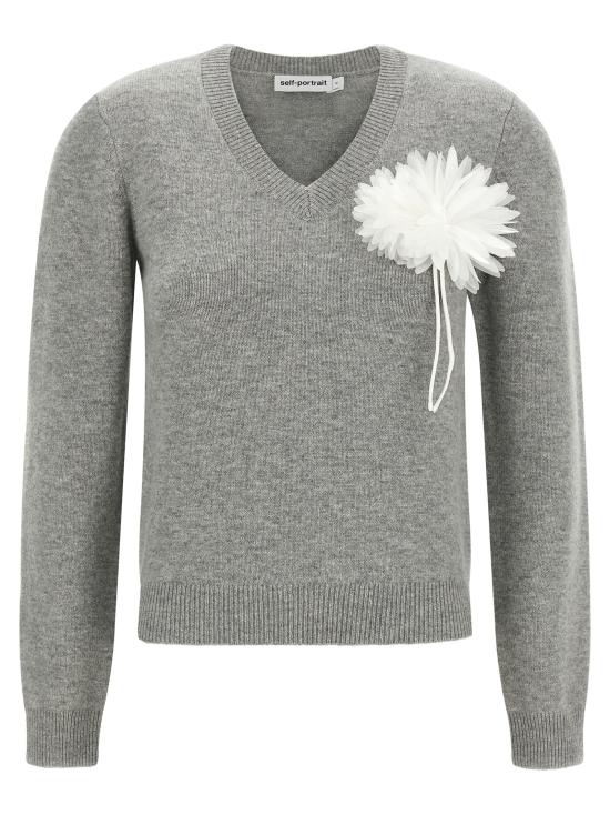 26FW 셀프 포트레이트 가디건 AW26149TAGRGREY Gray