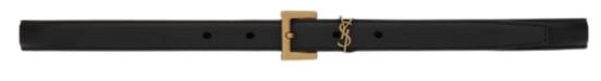 26FW 생로랑 카산드라 씬 스퀘어 버클 벨트 554465 BOO0W1000 NERO