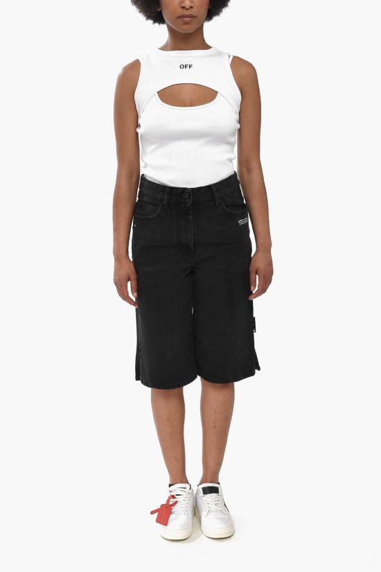  오프화이트 데님 숏팬츠 OWYC005F21DEN0021000 Black - OFF WHITE
