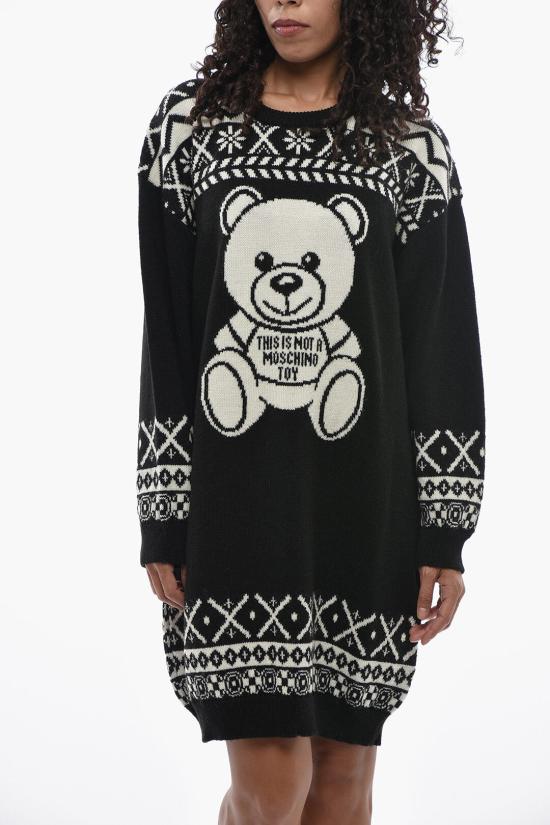  모스키노 숏 원피스 0487 5504 A1555 20 Black White - MOSCHINO