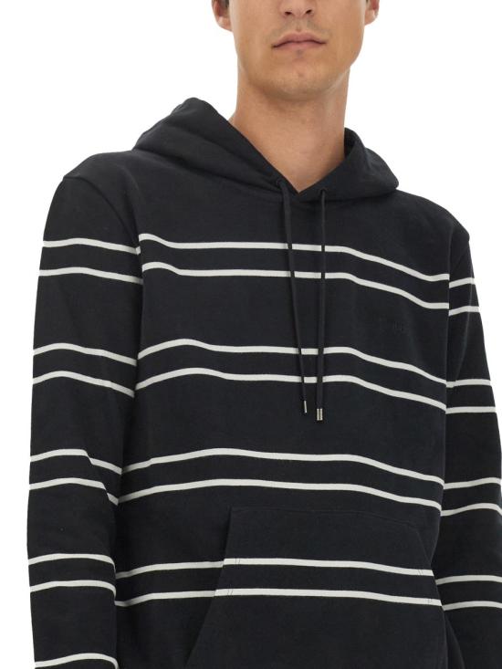  생로랑 로고 자수 스트라이프 후드 759979 Y37IZ1095 BLACK