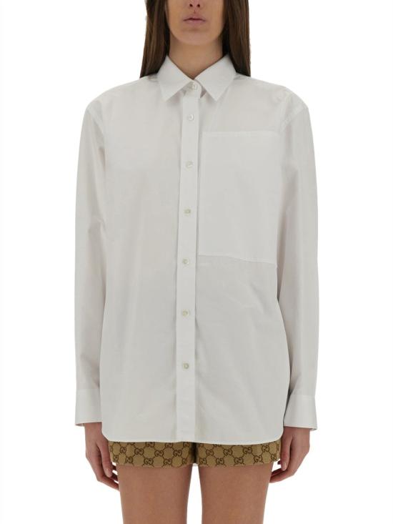  구찌 로고 포플린 코튼 셔츠 816008 Z7ADR9000 WHITE - GUCCI