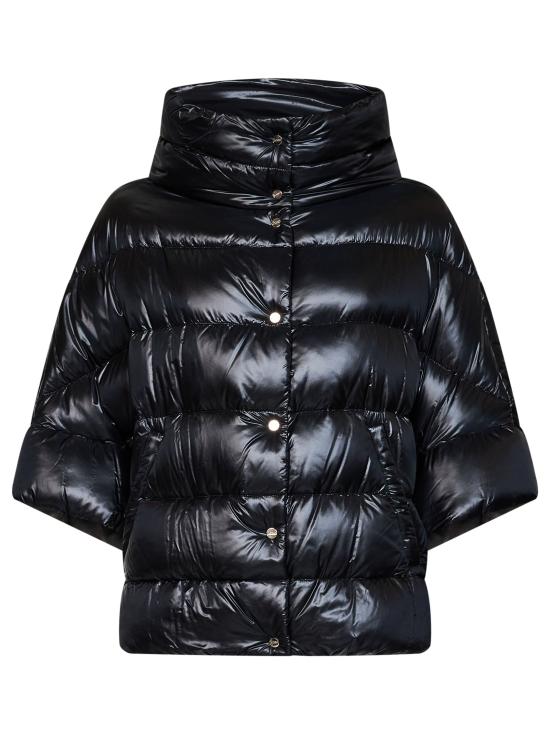 26FW 에르노 하이넥 퀼팅 케이프 다운 재킷 PI002256D12017Z9300 BLACK - HERNO