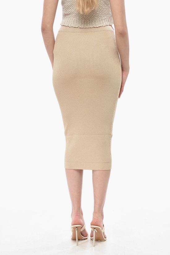  발망 미디 스커트 EF1LD022KI10 0DC Beige - BALMAIN