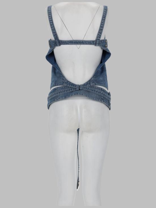 26SS 디젤 드-사이라-Fsi2 오픈-백 탑 인 새틴 데님 A23787 09P2301 DENIM - DIESEL