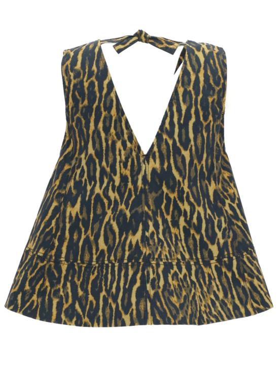 26SS 가니 레오파드 코튼 A라인 슬리브리스 탑 A1040087 894 MULTICOLOR - GANNI