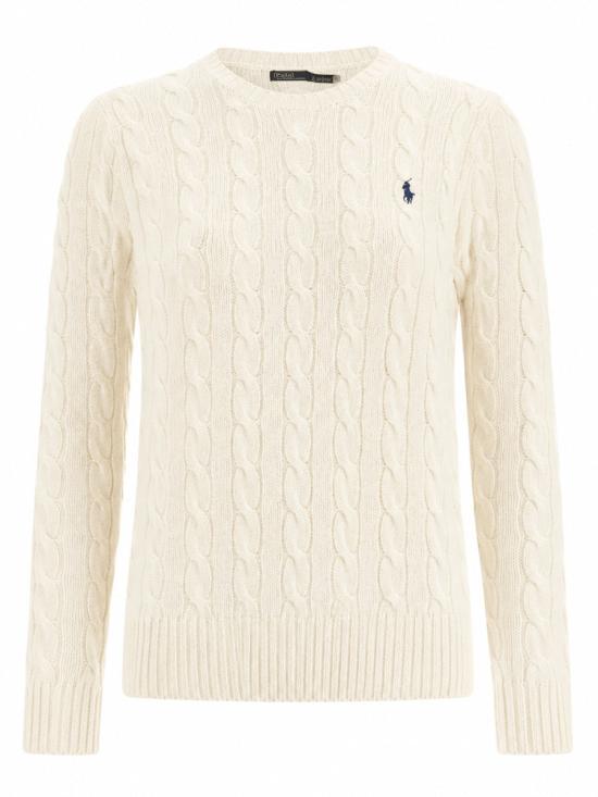 26FW 폴로 랄프로렌 폴로 자수 케이블 니트 스웨터 211971865 001AUTHENTICCREAM IVORY - POLO RALPH LAUREN