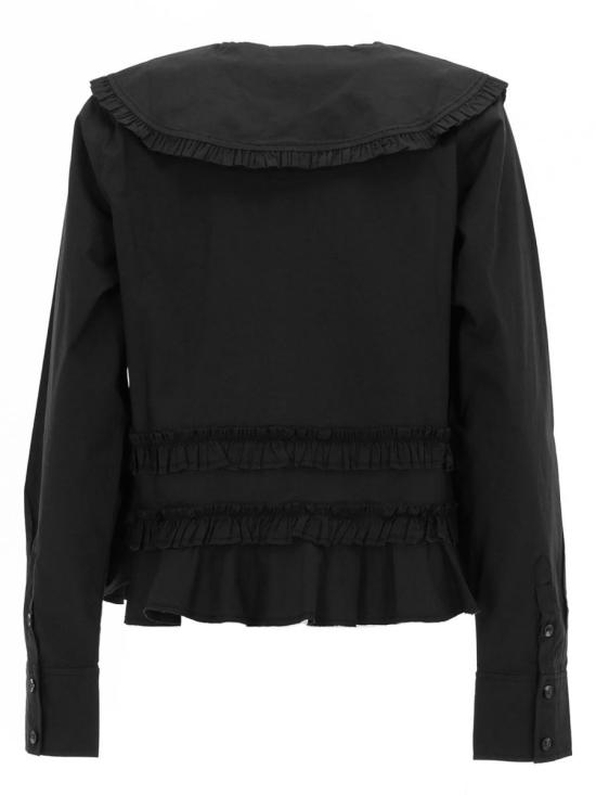 26SS 가니 스트레치 코튼 러플 셔츠 A1040096 099 BLACK - GANNI