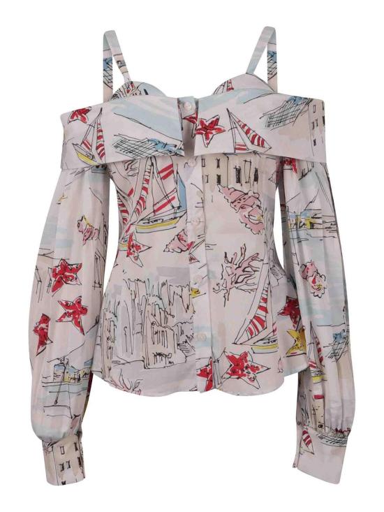 26SS 안토니오 마라스 블라우스 MCAM764BI7AZBIANCOFANTAZZURRA MULTICOLOUR