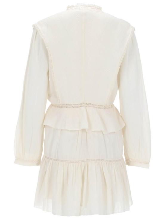 26SS 이자벨마랑에뚜왈 다먀 프릴 코튼 앤 리넨 거즈 드레스 RO0974FAD1J11E23EC White - ISABEL MARANT ETOILE
