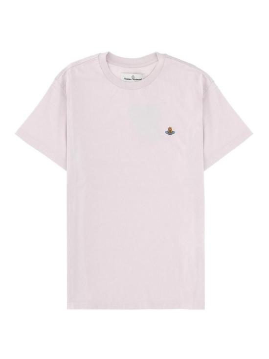 26SS 비비안웨스트우드 가먼트 다이드 로고 저지 반팔 티셔츠 3G010013J001MJ402 LIGHT PINK