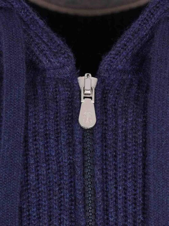 26FW 브루넬로 쿠치넬리 립드 니트 집 후드 스웨터 M22704806GCQX13 Blue - BRUNELLO CUCINELLI