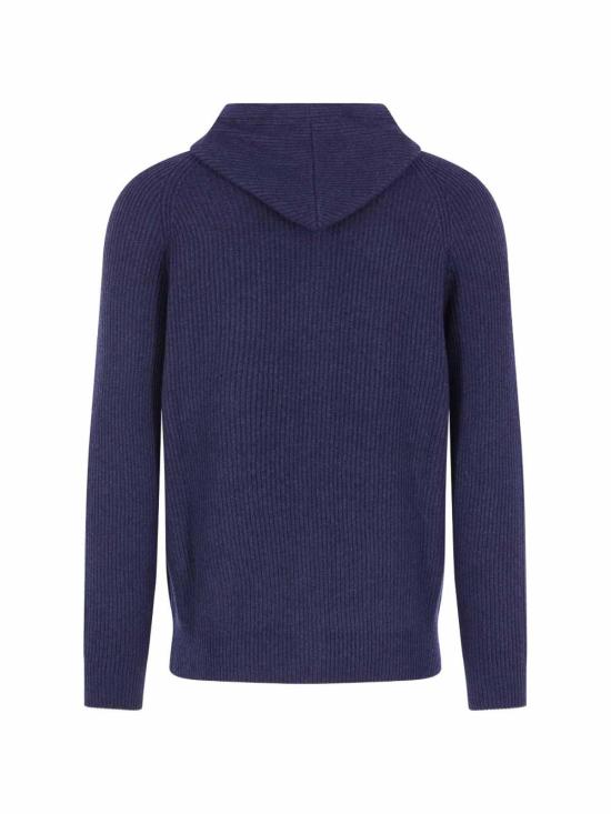 26FW 브루넬로 쿠치넬리 립드 니트 집 후드 스웨터 M22704806GCQX13 Blue - BRUNELLO CUCINELLI