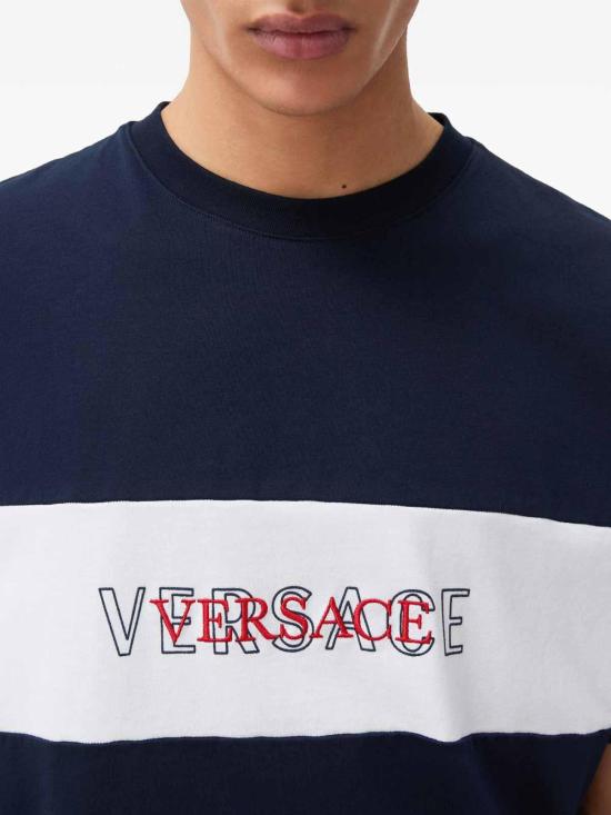 26FW 베르사체 반팔 티셔츠 10259441A183911UI20 Dark Blue - VERSACE