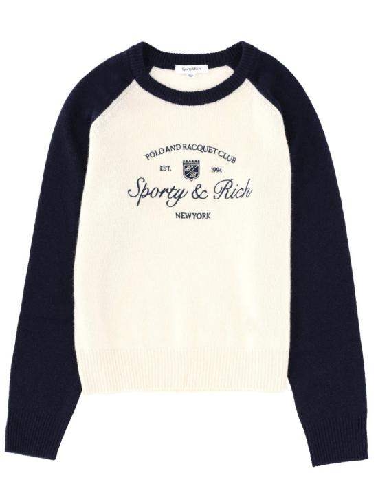 25FW 스포티앤리치 스웨터 WS07561412WH63 ECRU DARKNAVY MULTICOLOR