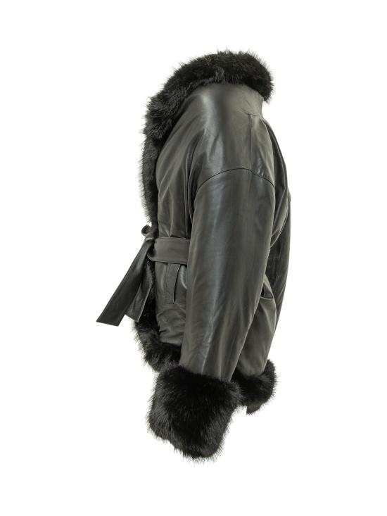 26FW 로테이트 가죽 자켓 117004100 100 BLACK - ROTATE