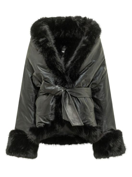 26FW 로테이트 가죽 자켓 117004100 100 BLACK