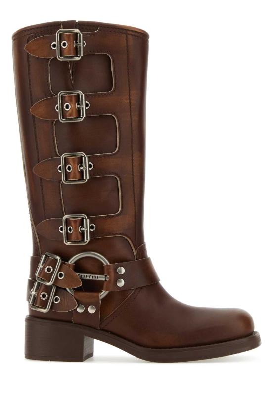 26FW 미우미우 레더 바이커 부츠 5W792DFA0503F33 F0038 BROWN