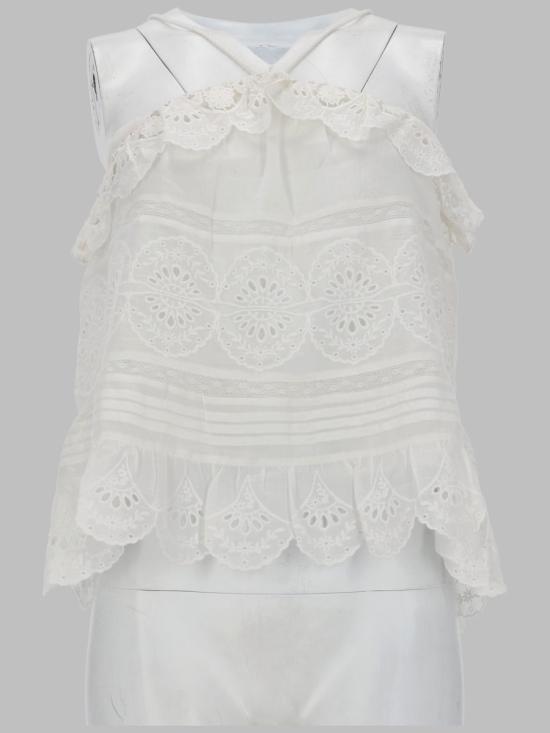 26SS 이자벨마랑에뚜왈 프리샤 코튼 앤 플로럴 레이스 탑 HT0769FA D1J05E20WH WHITE