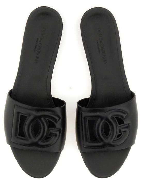 26FW 돌체앤가바나 DG 로고 카프스킨 슬리퍼 CQ0436 AY32980999 BLACK - DOLCE & GABBANA