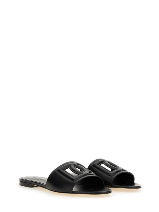 26FW 돌체앤가바나 DG 로고 카프스킨 슬리퍼 CQ0436 AY32980999 BLACK - DOLCE & GABBANA
