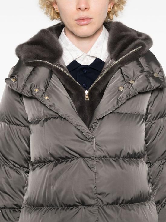 26FW 에르노 새틴 & 뉴 레이디 퍼 A셰이프 다운 자킷 PI001934D 12170Z9480 GRIGIO ANTRACITE - HERNO