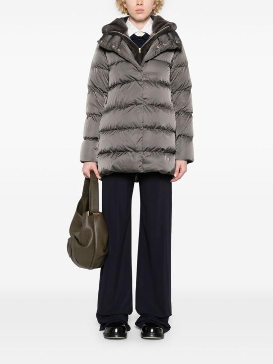 26FW 에르노 새틴 & 뉴 레이디 퍼 A셰이프 다운 자킷 PI001934D 12170Z9480 GRIGIO ANTRACITE - HERNO