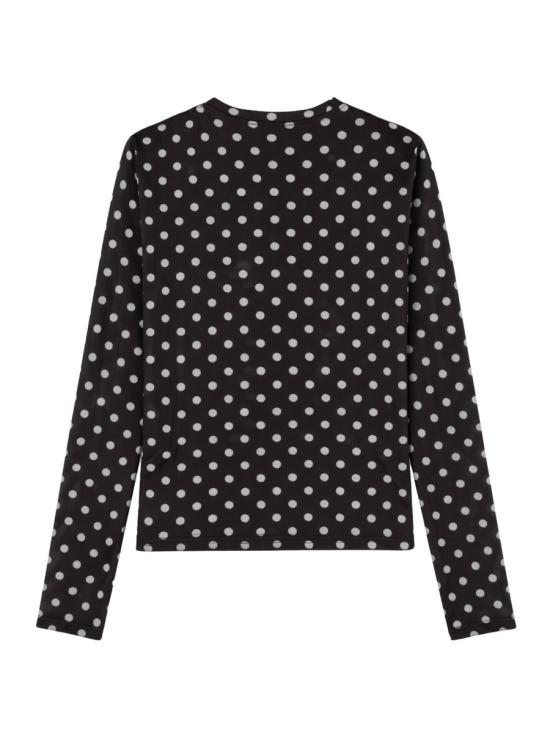 26SS 가니 폴카 도트 프린트 쉬어 롱슬리브 탑 A1040076 099 BLACK - GANNI
