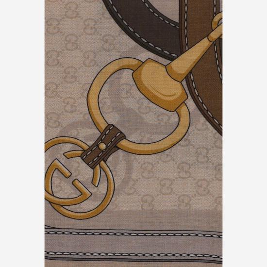 26FW 구찌 프린트 GG 실크 트윌 자카드 머플러 A007EB BEIGE - GUCCI