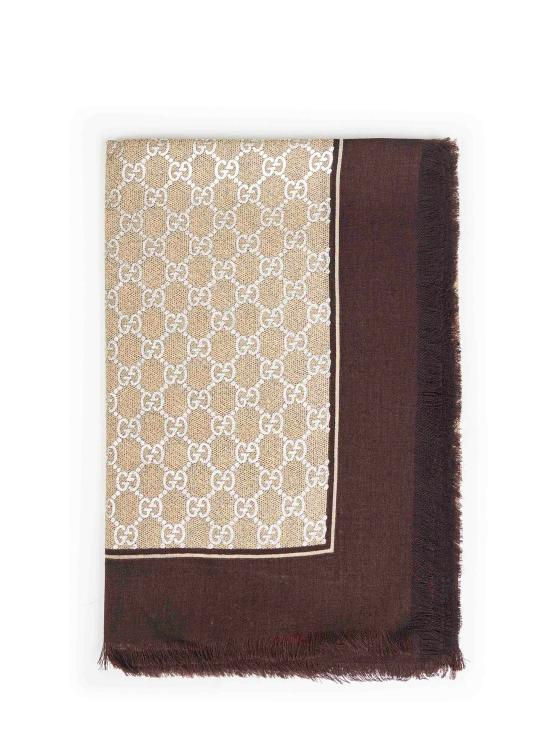 26FW 구찌 라미네이트 GG 울 숄 8100223G3489865 BROWN
