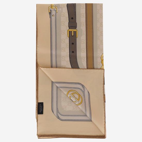 26FW 구찌 실크 믹스 스카프 A007EA BEIGE - GUCCI