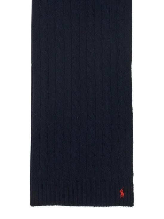 26FW 폴로 랄프로렌 포니 로고 자수 케이블 니트 스카프 455956296 009HUNTERNAVY BLUE