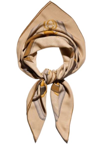 26FW 구찌 프린트 GG 실크 트윌 자카드 숄 A007EB 3GARI9700 BEIGE - GUCCI