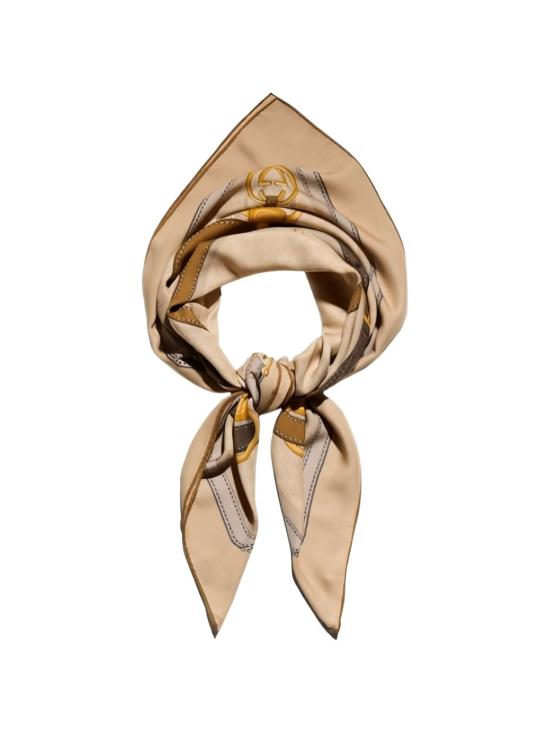 26FW 구찌 프린트 GG 실크 트윌 자카드 숄 A007EB 3GARI9700 BEIGE - GUCCI