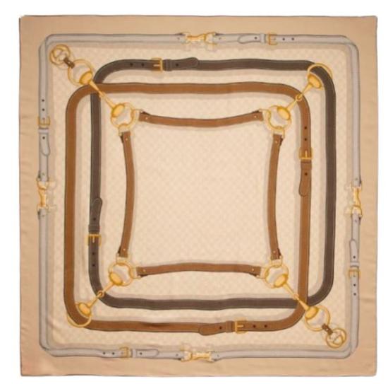 26FW 구찌 프린트 GG 실크 트윌 자카드 숄 A007EB 3GARI9700 BEIGE