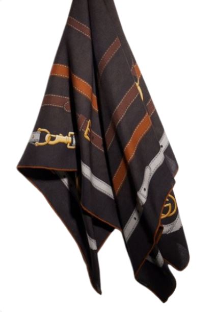 26FW 구찌 프린트 GG 실크 트윌 자카드 숄 A007EB 3GARI2100 DARK BROWN - GUCCI