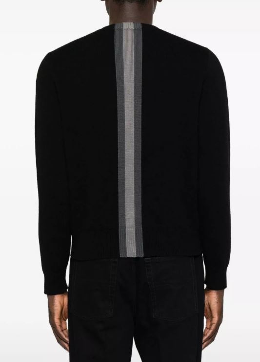 26FW 구찌 스트라이프 디테일 크루넥 울 스웨터 864572 XKFG61062 BLACK - GUCCI