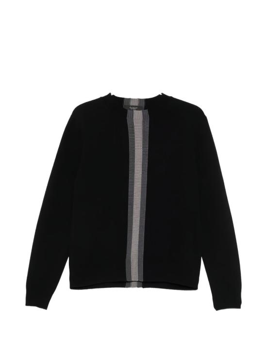 26FW 구찌 스트라이프 디테일 크루넥 울 스웨터 864572 XKFG61062 BLACK - GUCCI