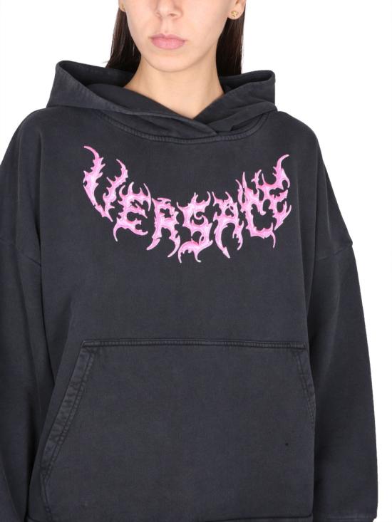  베르사체 후드 티셔츠 1010071 1A072591B000 BLACK - VERSACE