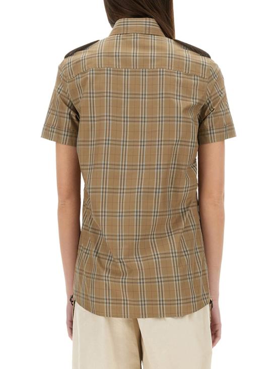  버버리 슬림 핏 체크 코튼 셔츠 8107968 C2044 BROWN