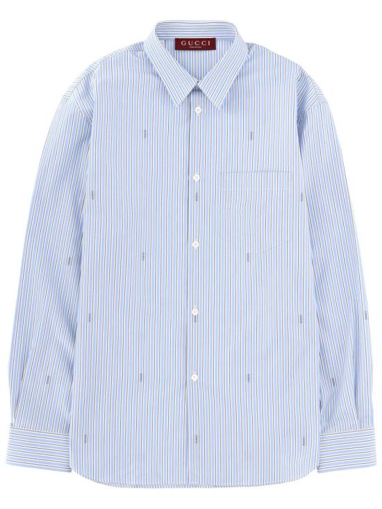 26SS 구찌 스트라이프 코튼 포플린 셔츠 852714 ZAUBA4061 BLUE