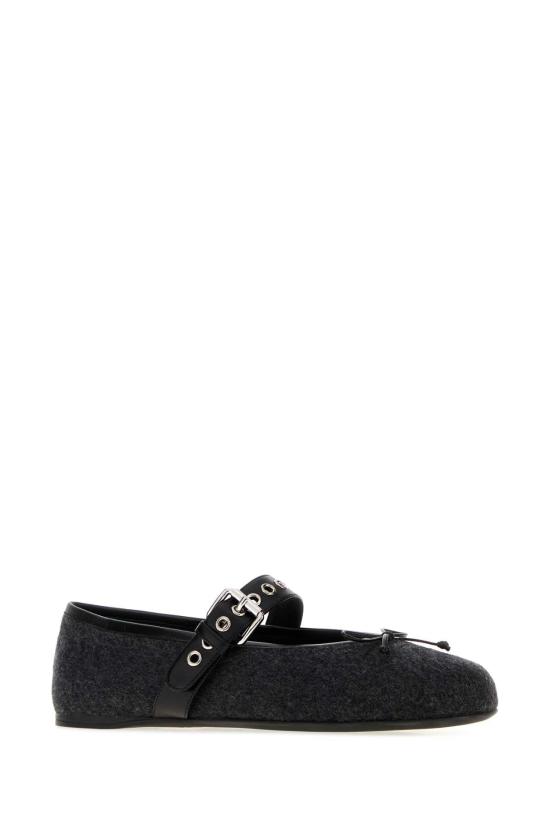 26FW 미우미우 크리스탈 버클 스웨이드 발레리나 플랫 슈즈 5F653EF00517J5 F0308 GRAY - MIU MIU