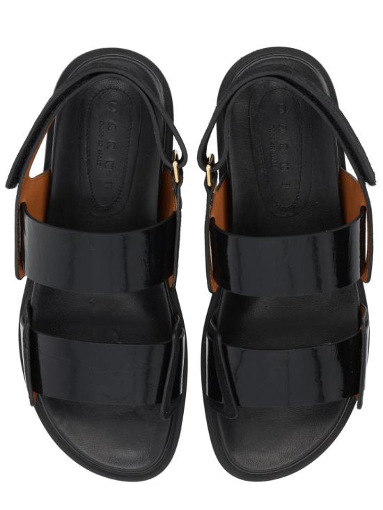 26SS 마르니 퍼스벨트 레더 더블 스트랩 샌들 FBMS018001 P761500N99 BLACK - MARNI
