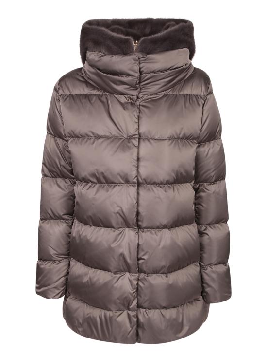 27FW 에르노 새틴 & 뉴 레이디 퍼 A셰이프 다운 자킷 PI001934D 12170Z 9480 Grey