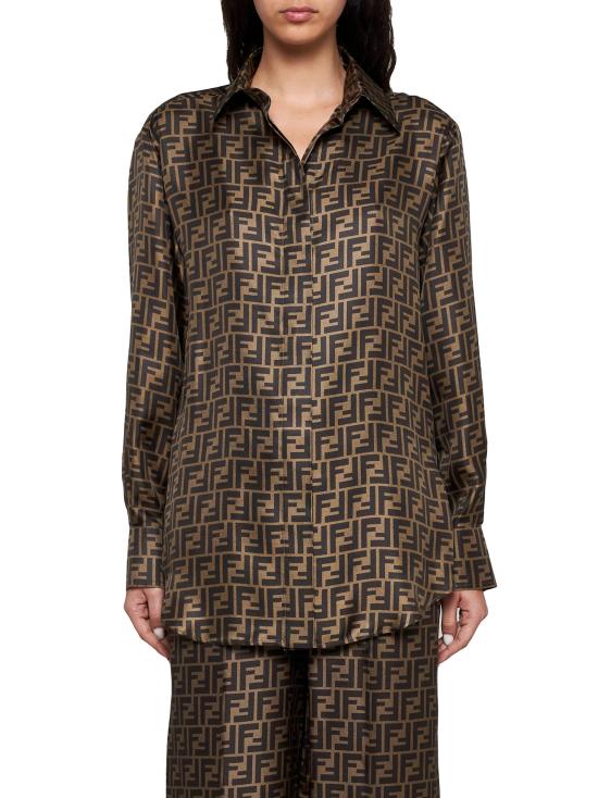 26FW 펜디 실크 셔츠 FS8107A8G3F118W BROWN - FENDI