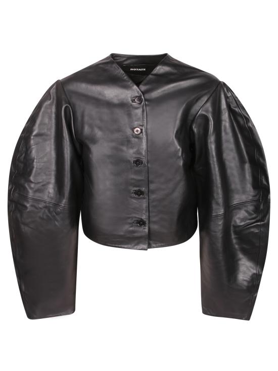 27FW 로테이트 가죽 자켓 116172100 100 Black